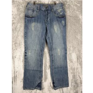 GUESS Jeans Mens Distressed Blue Denim Straight‎ Leg Casual Pants Size 33